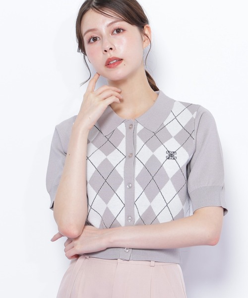 JILL by JILL STUART(ジルバイジルスチュアート)の「◇ポロ衿アーガイルニット(ニット/セーター・レディース・ピンク系その他/グレー系その他/レッド系その他・FREE)」の4枚目の写真