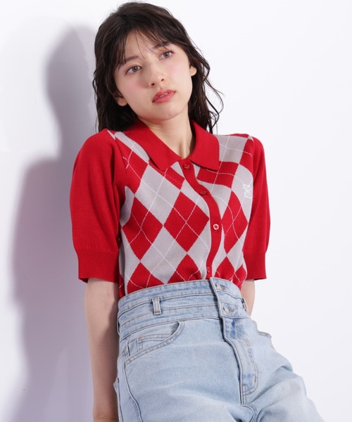 JILL by JILL STUART(ジルバイジルスチュアート)の「◇ポロ衿アーガイルニット(ニット/セーター・レディース・ピンク系その他/グレー系その他/レッド系その他・FREE)」の20枚目の写真