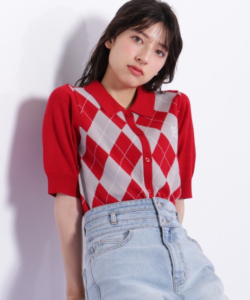 JILL by JILL STUART(ジルバイジルスチュアート)の「◇ポロ衿アーガイルニット(ニット/セーター・レディース・ピンク系その他/グレー系その他/レッド系その他・FREE)」の21枚目の写真