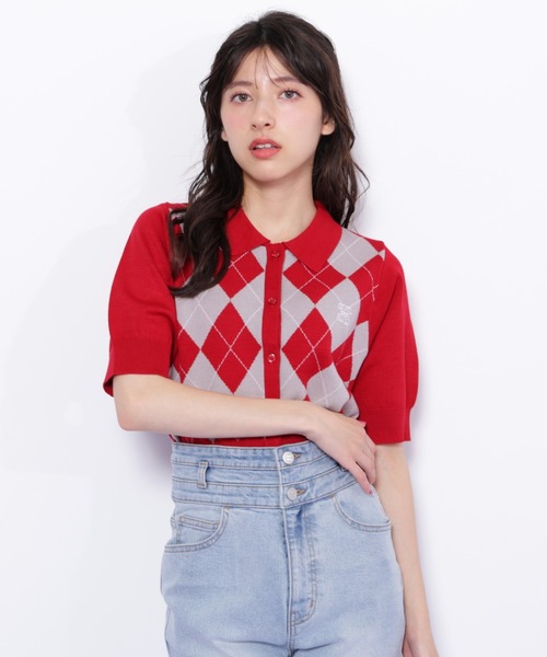 JILL by JILL STUART(ジルバイジルスチュアート)の「◇ポロ衿アーガイルニット(ニット/セーター・レディース・ピンク系その他/グレー系その他/レッド系その他・FREE)」の22枚目の写真