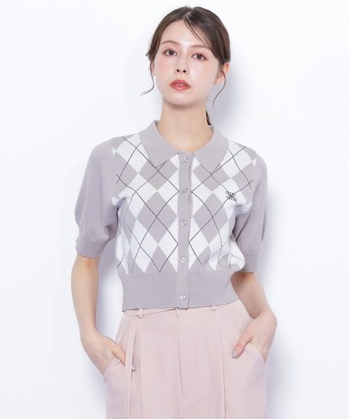 JILL by JILL STUART(ジルバイジルスチュアート)の「◇ポロ衿アーガイルニット(ニット/セーター・レディース・ピンク系その他/グレー系その他/レッド系その他・FREE)」の6枚目の写真