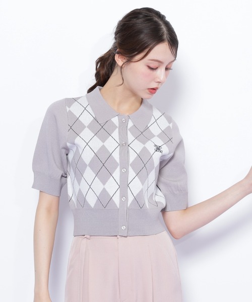 JILL by JILL STUART(ジルバイジルスチュアート)の「◇ポロ衿アーガイルニット(ニット/セーター・レディース・ピンク系その他/グレー系その他/レッド系その他・FREE)」の7枚目の写真