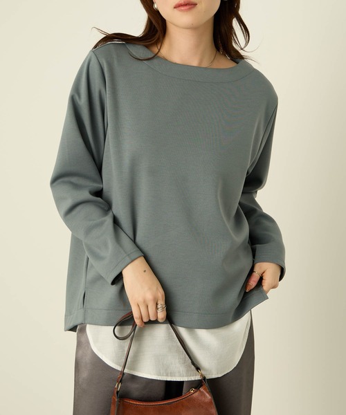 NAVY(ネイビー)の「nAvy ダンボールニット 裾ラウンドプルオーバー【毛玉になりにくい UVカット 洗える(ネット使用)】(Tシャツ/カットソー・レディース・ライトカーキ/チャコールグレー/モカ・L/M)」の3枚目の写真