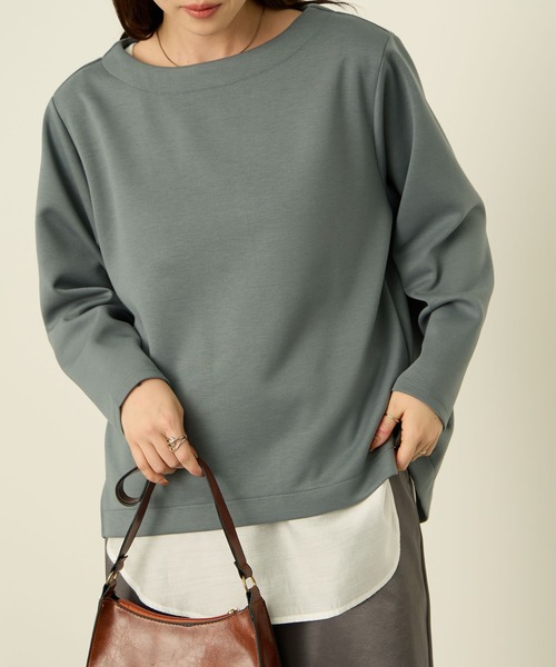 NAVY(ネイビー)の「nAvy ダンボールニット 裾ラウンドプルオーバー【毛玉になりにくい UVカット 洗える(ネット使用)】(Tシャツ/カットソー・レディース・ライトカーキ/チャコールグレー/モカ・L/M)」の10枚目の写真