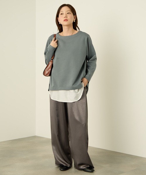 NAVY(ネイビー)の「nAvy ダンボールニット 裾ラウンドプルオーバー【毛玉になりにくい UVカット 洗える(ネット使用)】(Tシャツ/カットソー・レディース・ライトカーキ/チャコールグレー/モカ・L/M)」の11枚目の写真