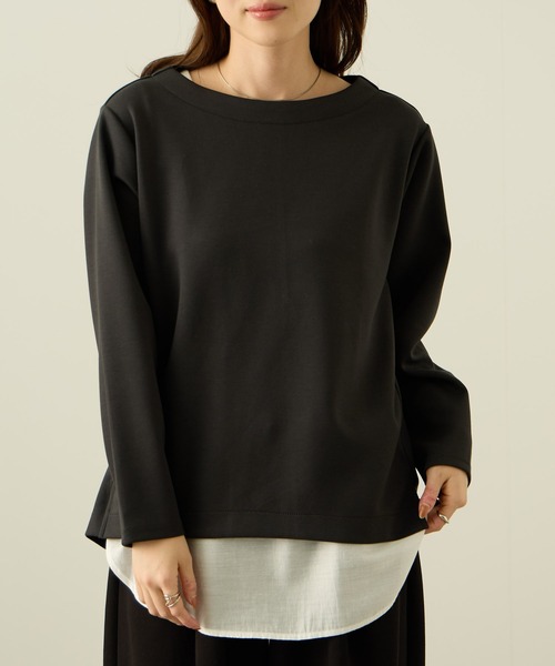 NAVY(ネイビー)の「nAvy ダンボールニット 裾ラウンドプルオーバー【毛玉になりにくい UVカット 洗える(ネット使用)】(Tシャツ/カットソー・レディース・ライトカーキ/チャコールグレー/モカ・L/M)」の14枚目の写真