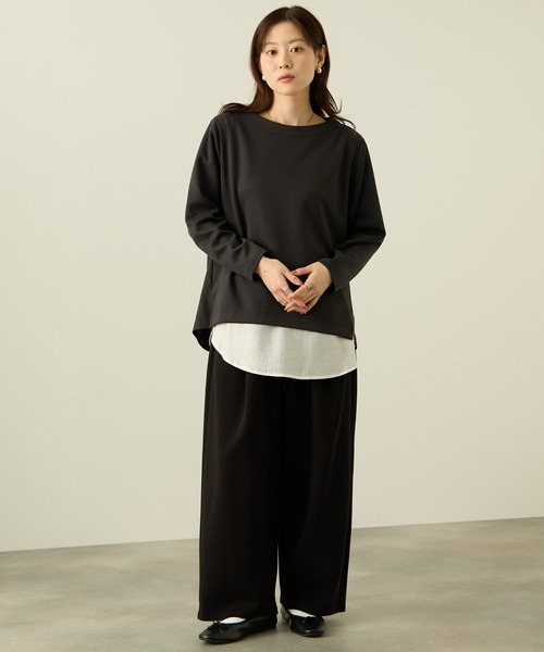 NAVY(ネイビー)の「nAvy ダンボールニット 裾ラウンドプルオーバー【毛玉になりにくい UVカット 洗える(ネット使用)】(Tシャツ/カットソー・レディース・ライトカーキ/チャコールグレー/モカ・L/M)」の15枚目の写真