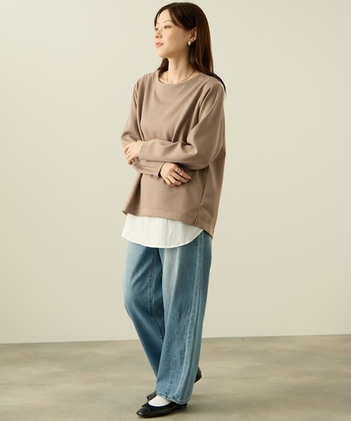 NAVY(ネイビー)の「nAvy ダンボールニット 裾ラウンドプルオーバー【毛玉になりにくい UVカット 洗える(ネット使用)】(Tシャツ/カットソー・レディース・ライトカーキ/チャコールグレー/モカ・L/M)」の21枚目の写真