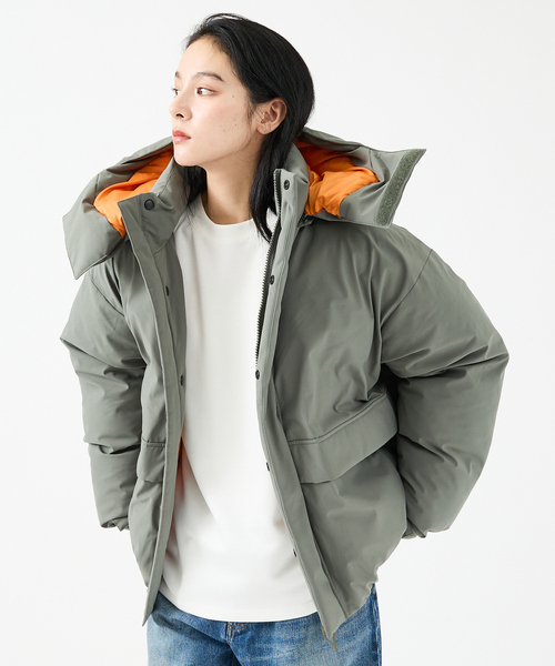 FORTUNA HOMME（フォルトゥナオム）の「【FORTUNA/フォルトゥナ】ダウンパーカー/MA-1配色/高機能/エコダウン/フード取り外し可能/ユニセックス【WEB限定】（ダウンジャケット/コート・メンズ・グリーン/ブラック・M/L）」の2枚目の写真