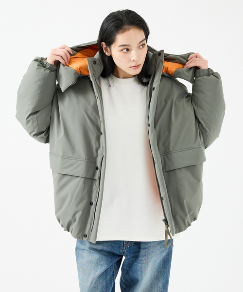 FORTUNA HOMME（フォルトゥナオム）の「【FORTUNA/フォルトゥナ】ダウンパーカー/MA-1配色/高機能/エコダウン/フード取り外し可能/ユニセックス【WEB限定】（ダウンジャケット/コート・メンズ・グリーン/ブラック・M/L）」の8枚目の写真