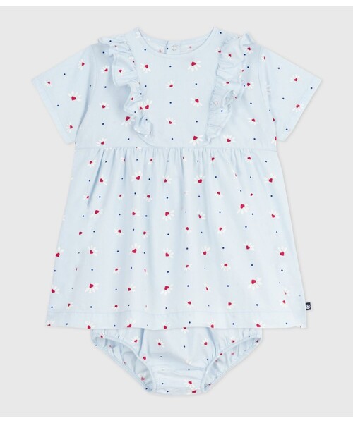 PETIT BATEAU（プチバトー）の「ワンピース＆ブルマセット（ワンピース・キッズ・ライトブルー・12MONTH/18MONTH/24MONTH/36MONTH）」の2枚目の写真