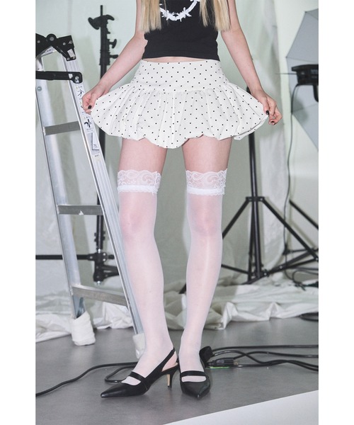 Heart Tattoo(ハートタトゥー)の「Dot Balloon Mini Skirt / ドットバルーンミニスカート(スカート・レディース・ホワイト系/ブラック系・0/1)」の11枚目の写真