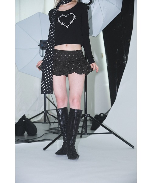 Heart Tattoo(ハートタトゥー)の「Dot Balloon Mini Skirt / ドットバルーンミニスカート(スカート・レディース・ホワイト系/ブラック系・0/1)」の20枚目の写真