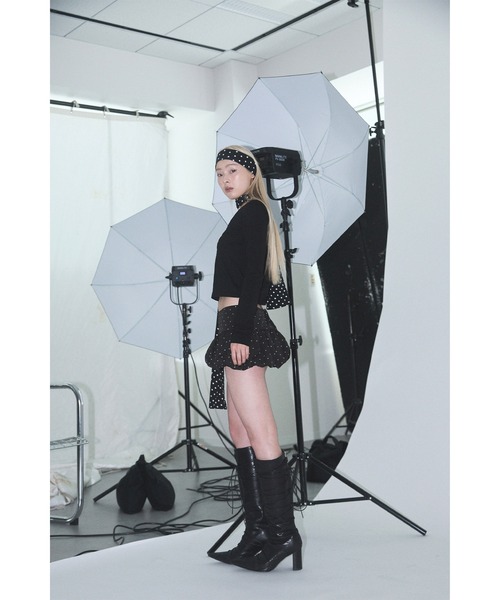 Heart Tattoo(ハートタトゥー)の「Dot Balloon Mini Skirt / ドットバルーンミニスカート(スカート・レディース・ホワイト系/ブラック系・0/1)」の5枚目の写真