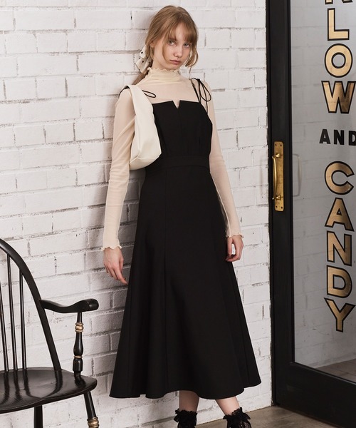 Cherir Mignon(シェリルミニョン)の「【Cherir Mignon】- Silhouette Couture - 2wayリボンキャミワンピース《セットアップ対応》(ワンピース・レディース・チャコールグレー/ブラック/ネイビー/ブラウン・S/M/L)」の17枚目の写真