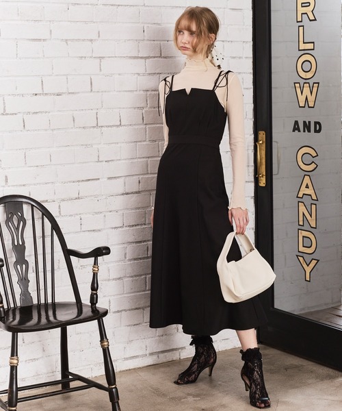 Cherir Mignon(シェリルミニョン)の「【Cherir Mignon】- Silhouette Couture - 2wayリボンキャミワンピース《セットアップ対応》(ワンピース・レディース・チャコールグレー/ブラック/ネイビー/ブラウン・S/M/L)」の18枚目の写真