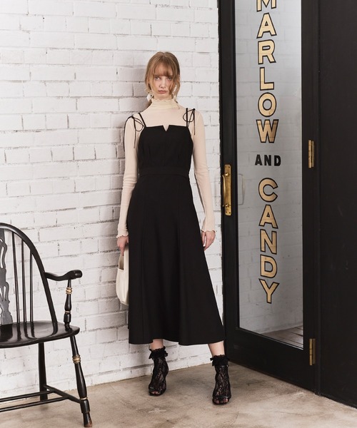 Cherir Mignon(シェリルミニョン)の「【Cherir Mignon】- Silhouette Couture - 2wayリボンキャミワンピース《セットアップ対応》(ワンピース・レディース・チャコールグレー/ブラック/ネイビー/ブラウン・S/M/L)」の22枚目の写真