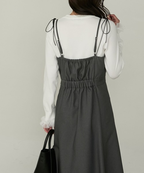 Cherir Mignon(シェリルミニョン)の「【Cherir Mignon】- Silhouette Couture - 2wayリボンキャミワンピース《セットアップ対応》(ワンピース・レディース・チャコールグレー/ブラック/ネイビー/ブラウン・S/M/L)」の10枚目の写真