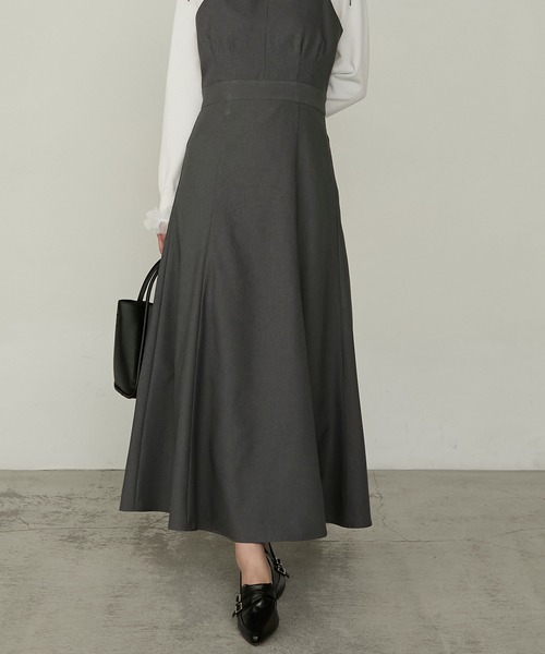 Cherir Mignon(シェリルミニョン)の「【Cherir Mignon】- Silhouette Couture - 2wayリボンキャミワンピース《セットアップ対応》(ワンピース・レディース・チャコールグレー/ブラック/ネイビー/ブラウン・S/M/L)」の11枚目の写真