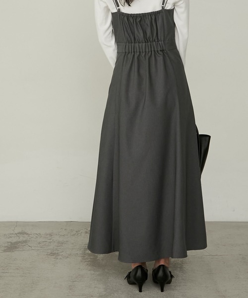 Cherir Mignon(シェリルミニョン)の「【Cherir Mignon】- Silhouette Couture - 2wayリボンキャミワンピース《セットアップ対応》(ワンピース・レディース・チャコールグレー/ブラック/ネイビー/ブラウン・S/M/L)」の12枚目の写真