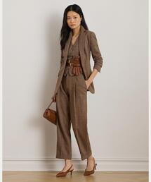 グレン チェック プリーテッド クロップド パンツ