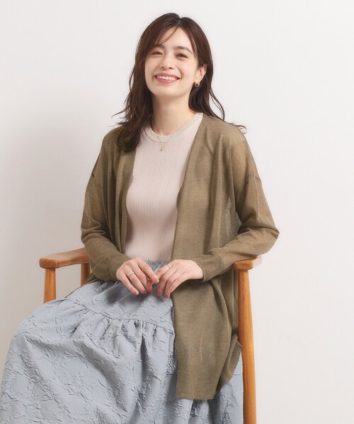 ITS'DEMO（イッツデモ）の「【手洗い可】ラメ着流しカーディガン（カーディガン/ボレロ・レディース・ボルドー/ネイビー/ブラウン系/グレー・00）」の2枚目の写真