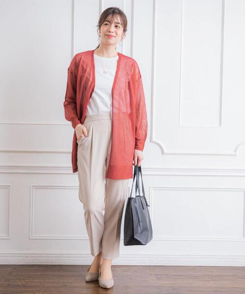 ITS'DEMO（イッツデモ）の「【手洗い可】ラメ着流しカーディガン（カーディガン/ボレロ・レディース・ボルドー/ネイビー/ブラウン系/グレー・00）」の7枚目の写真