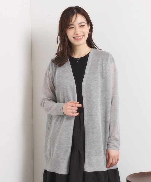 ITS'DEMO（イッツデモ）の「【手洗い可】ラメ着流しカーディガン（カーディガン/ボレロ・レディース・ボルドー/ネイビー/ブラウン系/グレー・00）」の6枚目の写真
