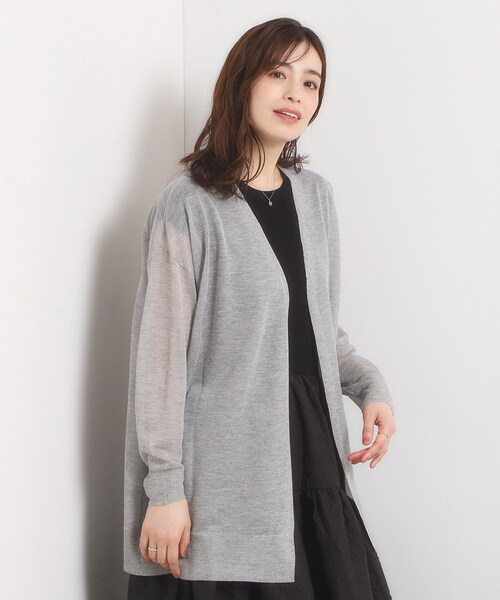 ITS'DEMO（イッツデモ）の「【手洗い可】ラメ着流しカーディガン（カーディガン/ボレロ・レディース・ボルドー/ネイビー/ブラウン系/グレー・00）」の5枚目の写真