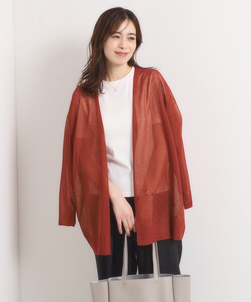 ITS'DEMO（イッツデモ）の「【手洗い可】ラメ着流しカーディガン（カーディガン/ボレロ・レディース・ボルドー/ネイビー/ブラウン系/グレー・00）」の19枚目の写真