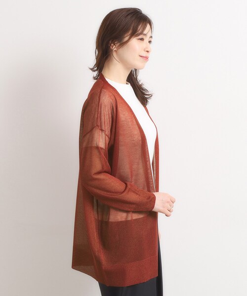 ITS'DEMO（イッツデモ）の「【手洗い可】ラメ着流しカーディガン（カーディガン/ボレロ・レディース・ボルドー/ネイビー/ブラウン系/グレー・00）」の14枚目の写真