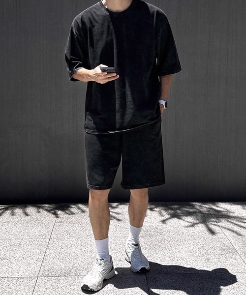 NOWLE（ノウル）の「【NOWLE】ウォッシュド Tシャツ＆ハーフパンツ セットアップ（セットアップ・メンズ・スミクロ・MEDIUM/LARGE/X-LARGE）」の12枚目の写真