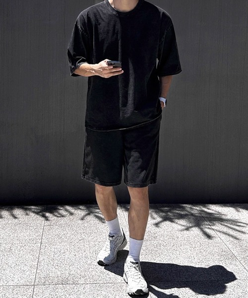 NOWLE（ノウル）の「【NOWLE】ウォッシュド Tシャツ＆ハーフパンツ セットアップ（セットアップ・メンズ・スミクロ・MEDIUM/LARGE/X-LARGE）」の13枚目の写真