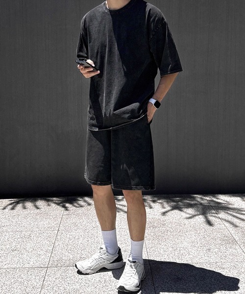 NOWLE（ノウル）の「【NOWLE】ウォッシュド Tシャツ＆ハーフパンツ セットアップ（セットアップ・メンズ・スミクロ・MEDIUM/LARGE/X-LARGE）」の14枚目の写真