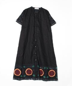 Sara mallika COTTON LEAF CUTWORK GATHER DRESS (サラマリカ