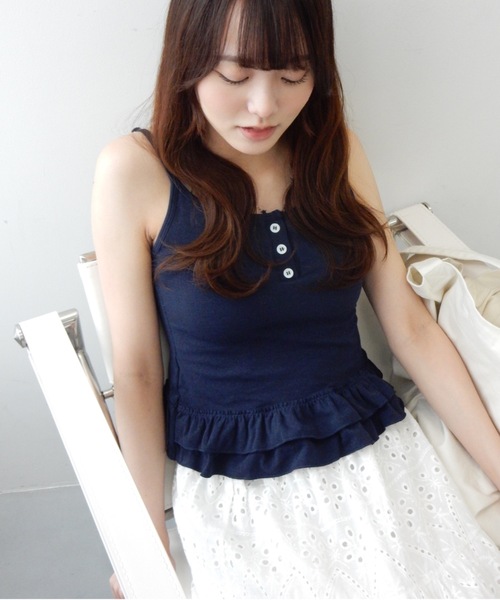 HOWDY rib frill bustier リブフリルビスチェ キャミソール HeRIN.CYE | Many frill bustier (キャミソール ) |SHEL'TTER WEBSTORE