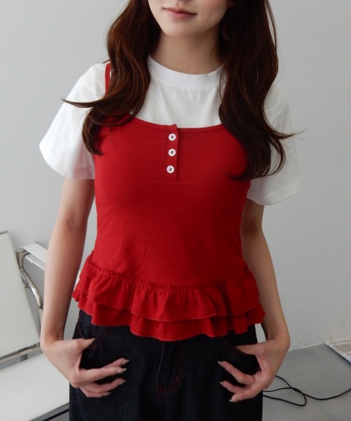 HOWDY rib frill bustier リブフリルビスチェ キャミソール HeRIN.CYE | Many frill bustier (キャミソール ) |SHEL'TTER WEBSTORE