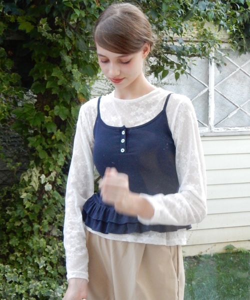 Birthday room(バースデイルーム)の「カップ付きフリルビスチェ/frilled bustier with cups(キャミソール・レディース・グレー/レッド/ネイビー・FREE)」の19枚目の写真