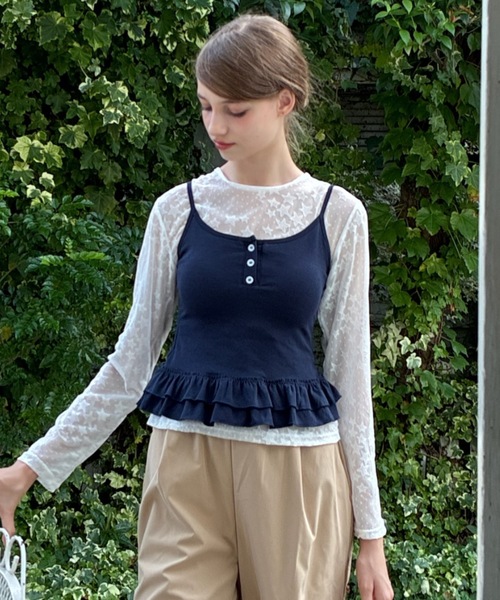 Birthday room(バースデイルーム)の「カップ付きフリルビスチェ/frilled bustier with cups(キャミソール・レディース・グレー/レッド/ネイビー・FREE)」の20枚目の写真