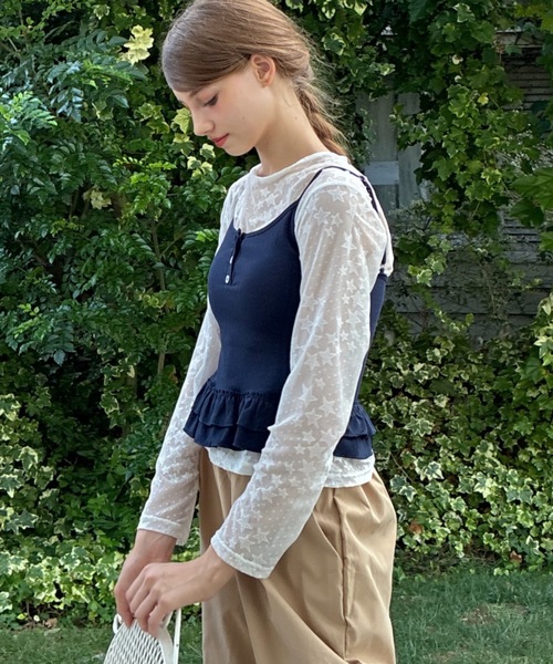 Birthday room(バースデイルーム)の「カップ付きフリルビスチェ/frilled bustier with cups(キャミソール・レディース・グレー/レッド/ネイビー・FREE)」の21枚目の写真