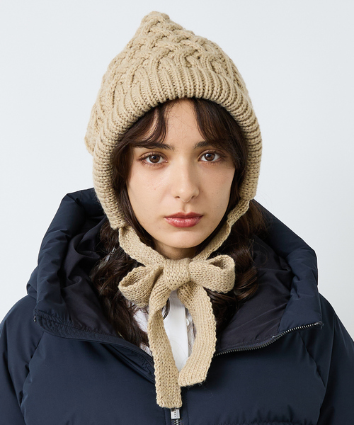 Ruben（ルーベン）の「【RUBEN/ルーベン】RUS-8356/ケーブルボンネット/CABLE BONNET/帽子/リボン【WEB限定】（キャップ・レディース・ブラック/アイボリー/グレー/ベージュ・フリー）」の4枚目の写真