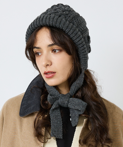 Ruben（ルーベン）の「【RUBEN/ルーベン】RUS-8356/ケーブルボンネット/CABLE BONNET/帽子/リボン【WEB限定】（キャップ・レディース・ブラック/アイボリー/グレー/ベージュ・フリー）」の3枚目の写真