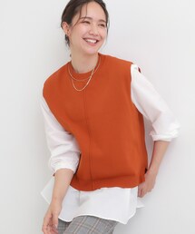 DRESKIP | 【S-LL/2点セット】着回し自在 ニットベスト+フレアブラウス(ニット/セーター)