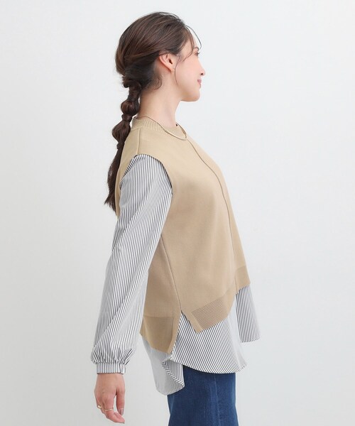 DRESKIP（ドレスキップ）の「【S-LL/2点セット】着回し自在 ニットベスト＋フレアブラウス（ニット/セーター・レディース・ダークブラウン/ベージュ/オレンジ/チャコールグレー/ブラック・01/02/03/04）」の11枚目の写真