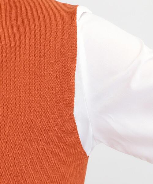 DRESKIP（ドレスキップ）の「【S-LL/2点セット】着回し自在 ニットベスト＋フレアブラウス（ニット/セーター・レディース・ダークブラウン/ベージュ/オレンジ/チャコールグレー/ブラック・01/02/03/04）」の17枚目の写真