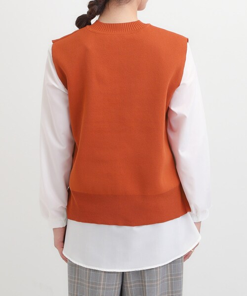 DRESKIP（ドレスキップ）の「【S-LL/2点セット】着回し自在 ニットベスト＋フレアブラウス（ニット/セーター・レディース・ダークブラウン/ベージュ/オレンジ/チャコールグレー/ブラック・01/02/03/04）」の21枚目の写真