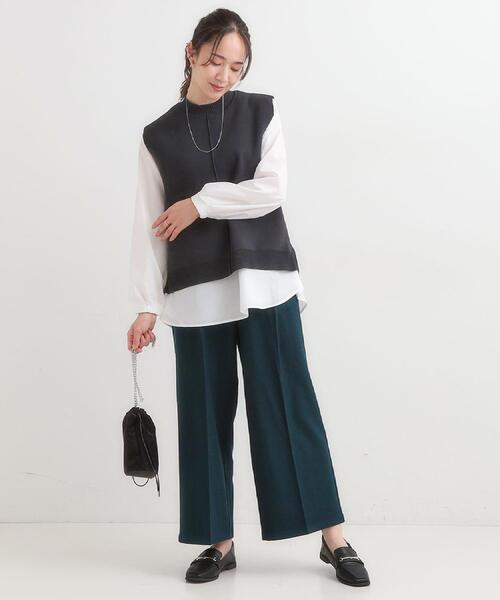 DRESKIP（ドレスキップ）の「【S-LL/2点セット】着回し自在 ニットベスト＋フレアブラウス（ニット/セーター・レディース・ダークブラウン/ベージュ/オレンジ/チャコールグレー/ブラック・01/02/03/04）」の8枚目の写真