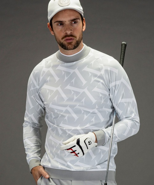 LUXEAKMPLUS(リュクスエイケイエムプラス)の「LUXEAKMPLUS(リュクスエイケイエムプラス)ゴルフ 総柄 ブランドロゴ ロングTシャツ (ストレッチ性/軽量)(Tシャツ/カットソー・メンズ・ブラック/グレー/ホワイト・XXL/XL/L/M/S)」の3枚目の写真