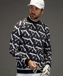 LUXEAKMPLUS(リュクスエイケイエムプラス)ゴルフ 総柄 ブランドロゴ ロングTシャツ (ストレッチ性/軽量)