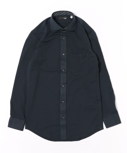 TAKA-Q(タカキュー)の「ワイシャツ メンズ ストレッチ 吸水速乾 ノンアイロン カッタウェイ 長袖 ビジネス ドレス NEWスタンダードフィット(ビジネスシャツ・メンズ・ネイビー・首回り37cm-裄丈80cm/首回り43cm-裄丈86cm/首回り43cm-裄丈82cm/首回り39cm-裄丈80cm/首回り41cm-裄丈86cm/首回り39cm-裄丈84cm/首回り41cm-裄丈82cm/首回り45cm-裄丈86cm)」の2枚目の写真
